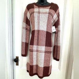 Plaid long sleeve sweater dress NWT